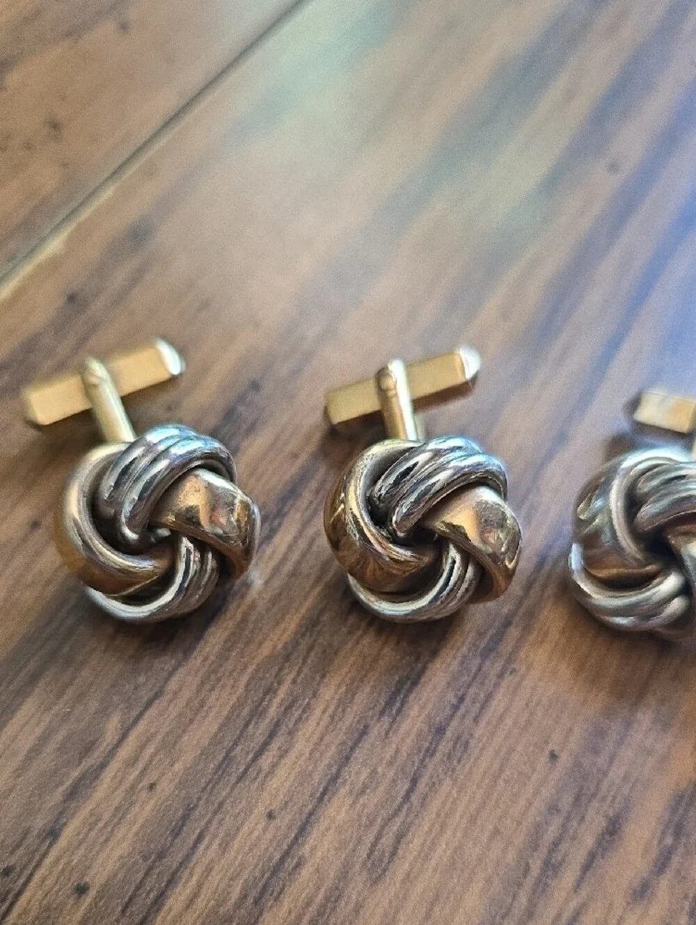Vintage SWANK Knot Design Gold And Silver Tone Cufflinks - Set of 4